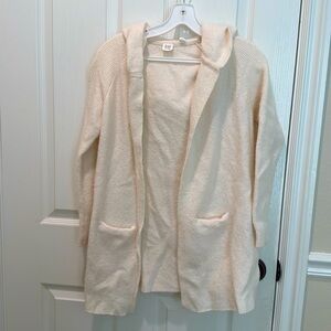 Gap long sweater in ivory with pockets and hood